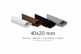 Kabelkanal Größe 40x20 in Farben Weiß, Grau, Braun & Schwarz
