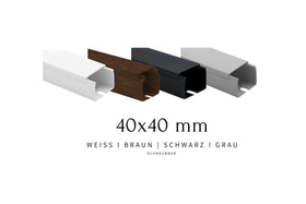 Kabelkanal 40x40 in Farben Reinweiß, Grau, Schwarz und Braun