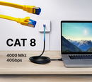 Patchkabel RJ45 Cat 8 Flaches BC / 30 AWG LSZH 4000  MHz